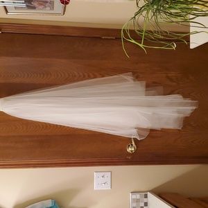 Wedding Veil Waist-Length Pure White Attached Comb